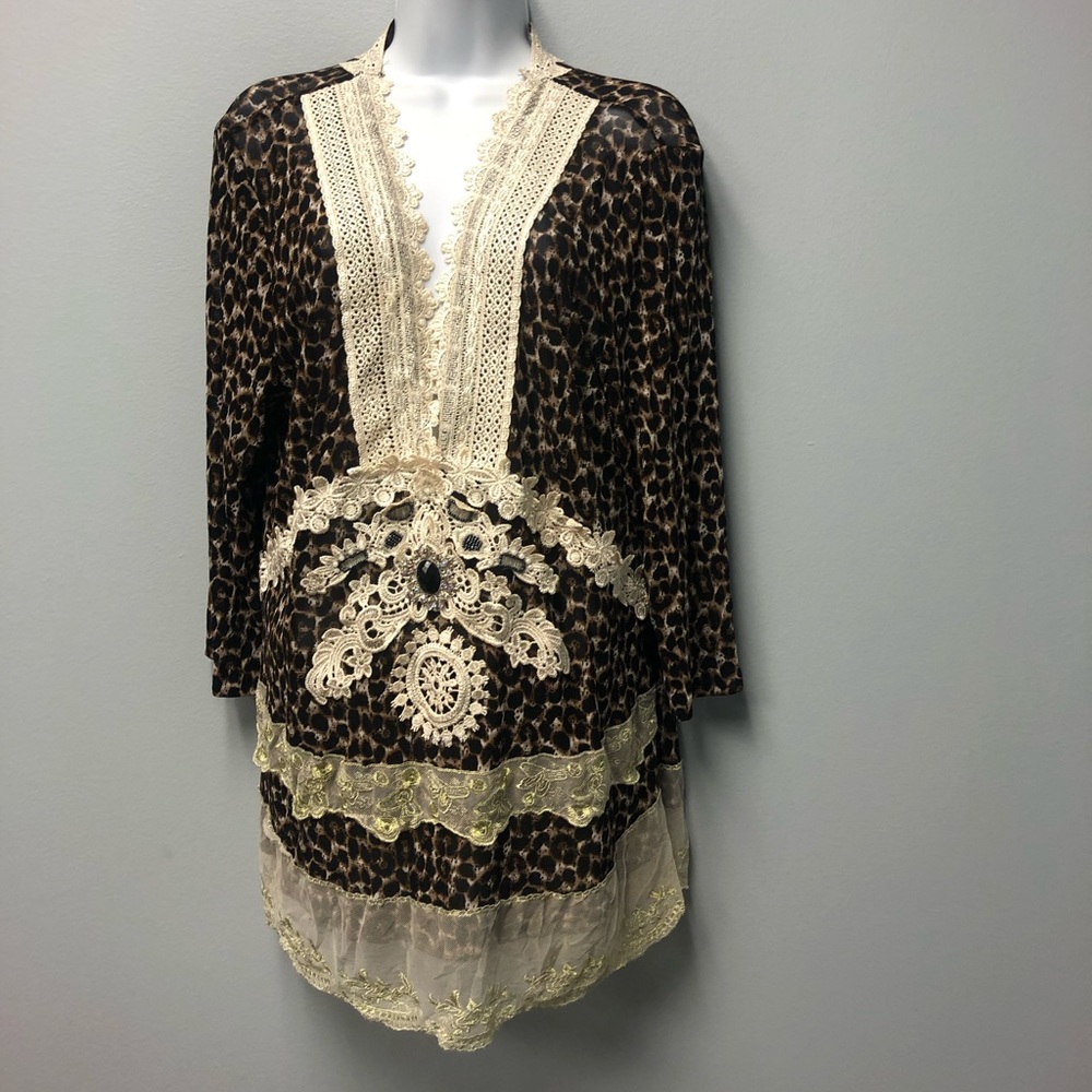 Cheetah Print and Cream blouse